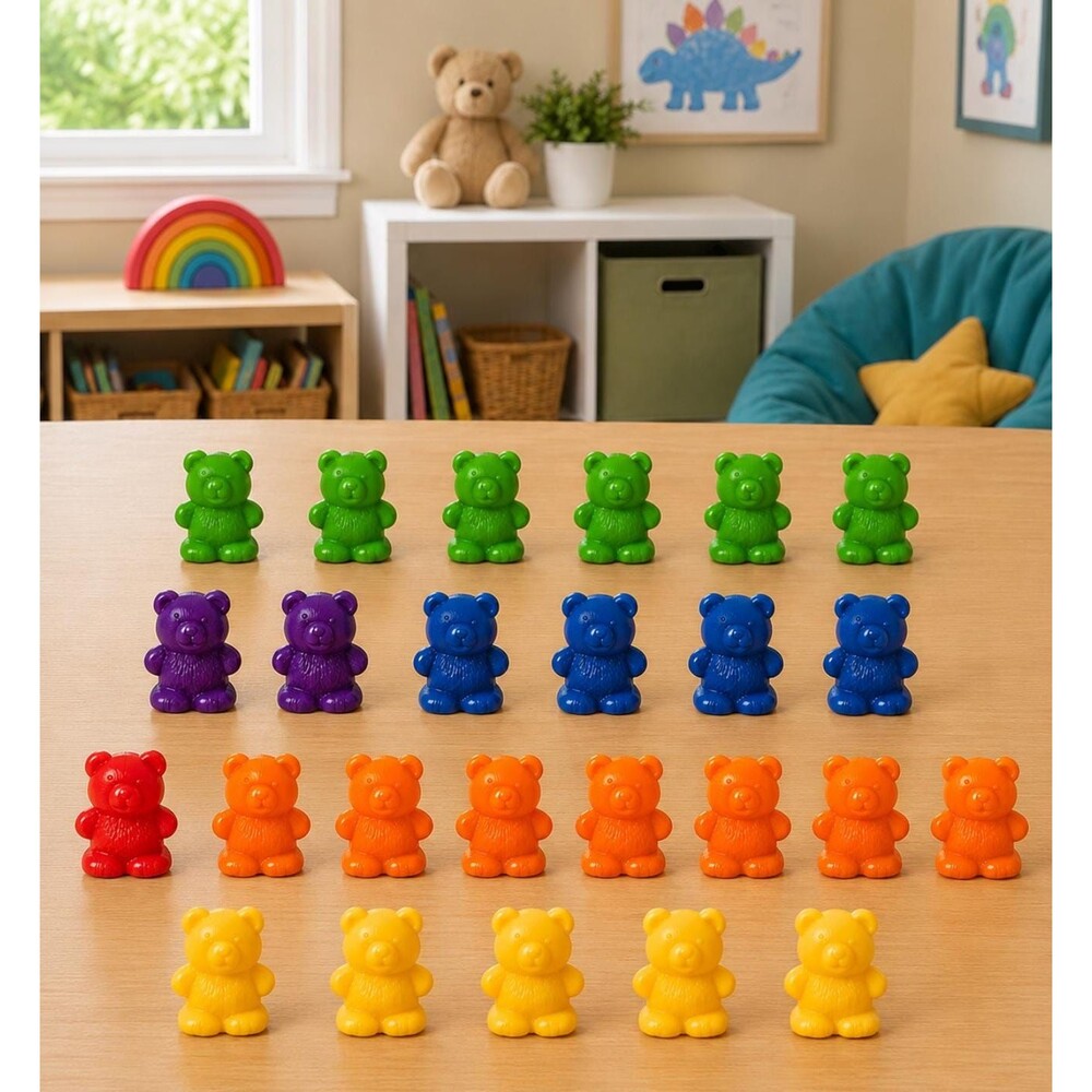 Vintage Counting Bears Learning Manipulatives Set of 25 Rainbow Sorting Bears